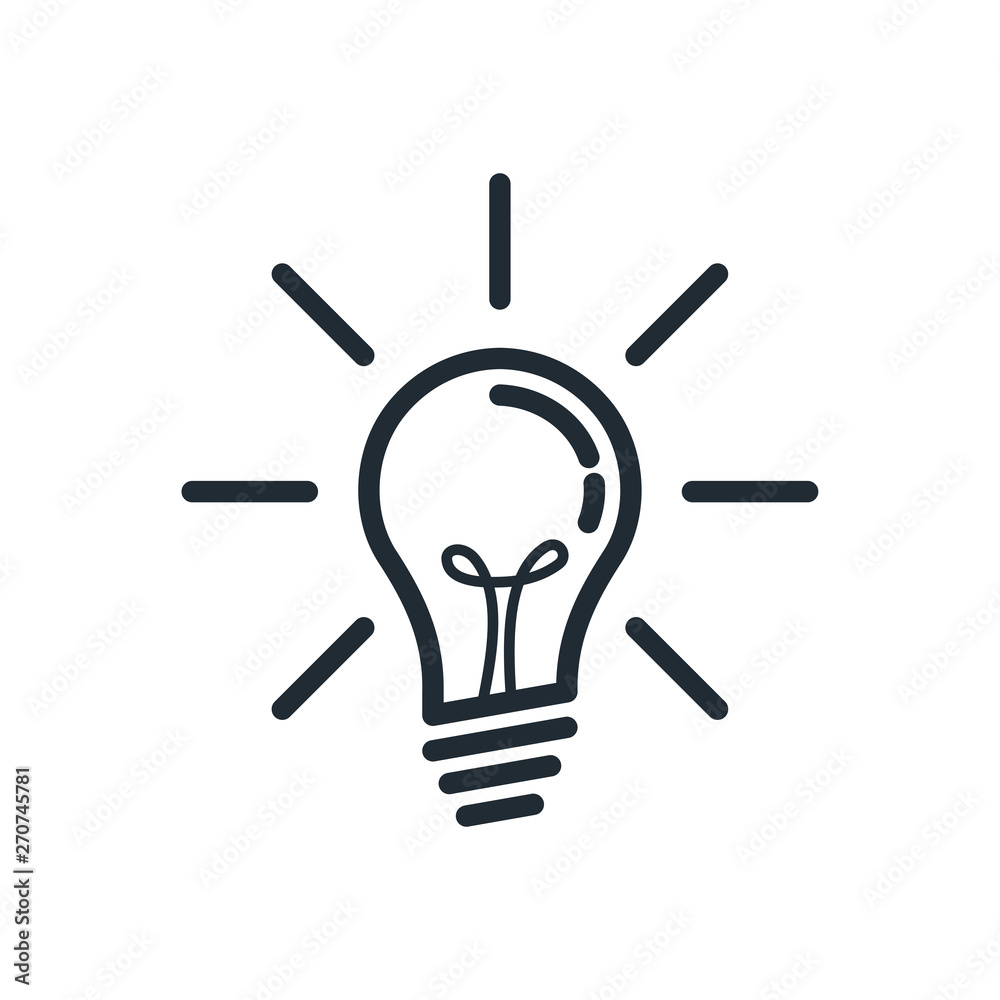 Light bulb icon vector on white background. Lightbulb solution idea and creativity symbol Light bulb icon vector on white background. Lightbulb solution idea and creativity symbol