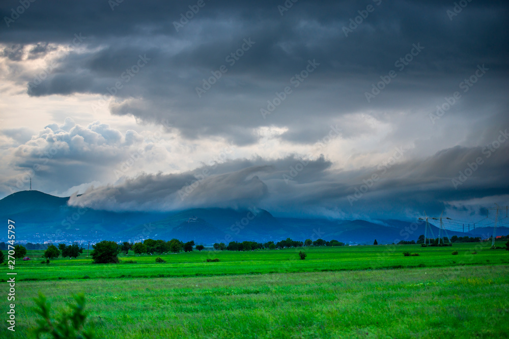 Storm clouds on the Deva citadel, Romania