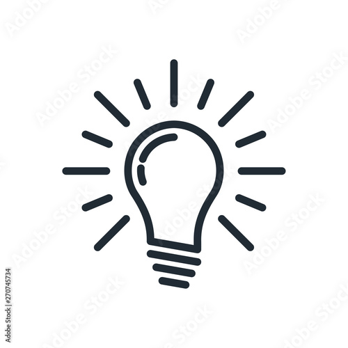 Light bulb icon vector on white background. Lightbulb solution idea and creativity symbol