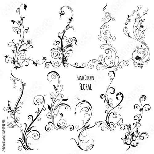 Hand Drawn Floral Vector. Perfect for invitations, greeting cards, quotes, blogs, Wedding Frames, posters
