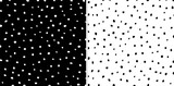 Set of Irregular black and white dots pattern background. Sketchy hand drawn graphic for fabric print, paper card, table cloth, fashion.