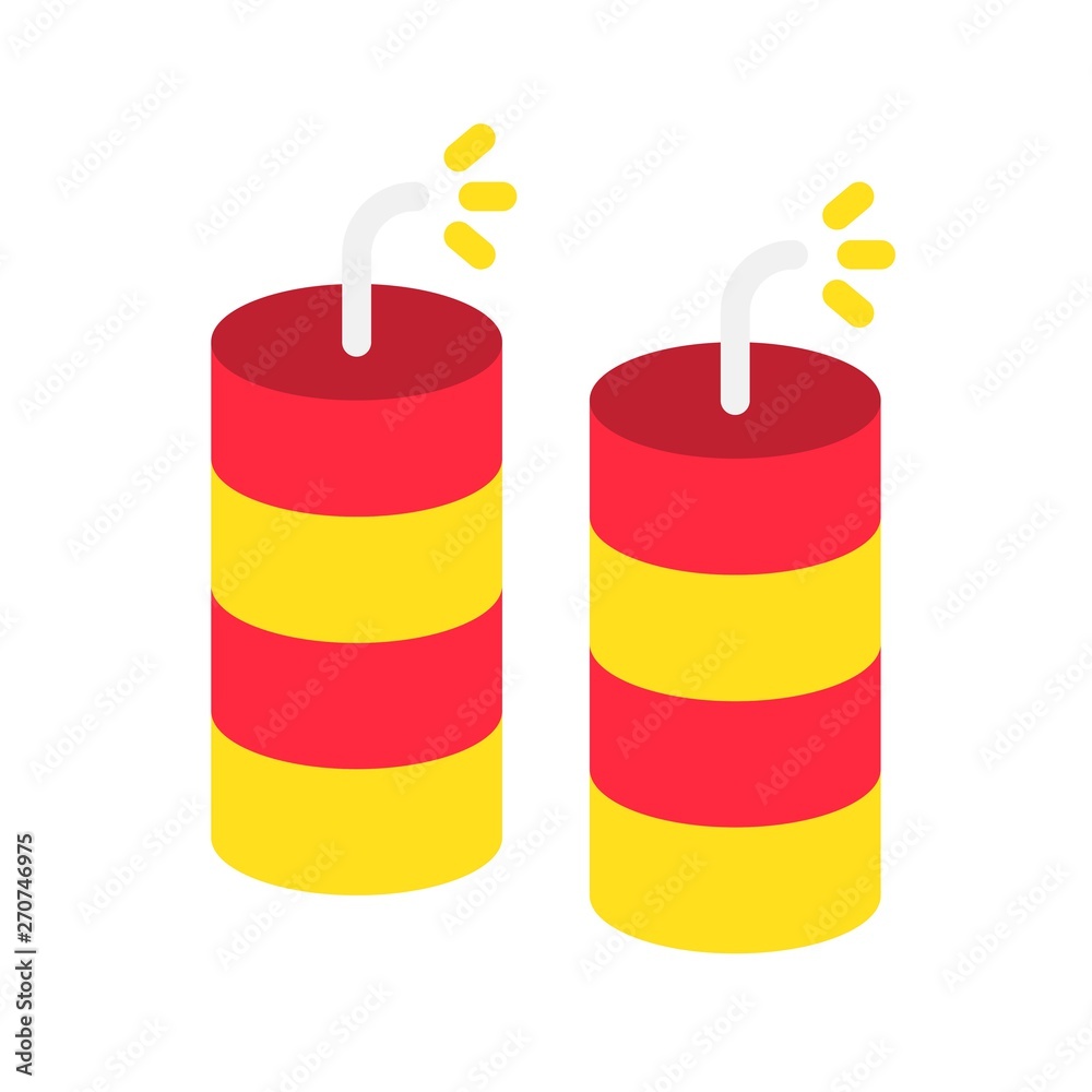 Firecracker vector, Chinese lunar new year flat style icon Firecracker vector, Chinese lunar new year flat style icon