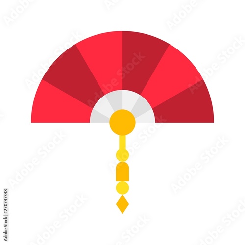 Hand fan vector, Chinese lunar new year flat style icon