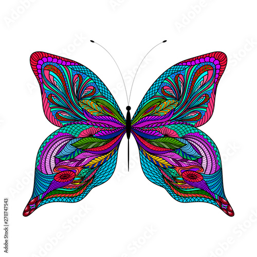 Hand drawn doodle element butterfly in vector. Ethnic design. EPS 10