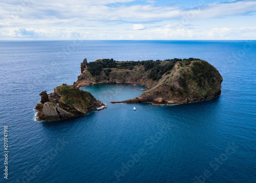 Aerial view of the Islet of Vila Franca do Campo. Azores, Portugal.