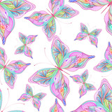 Beautiful seamless pattern with abstract butterflies. Vector illustration. EPS 10