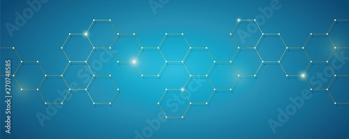 golden and blue technical honeycomb background digital electronics vector illustration EPS10
