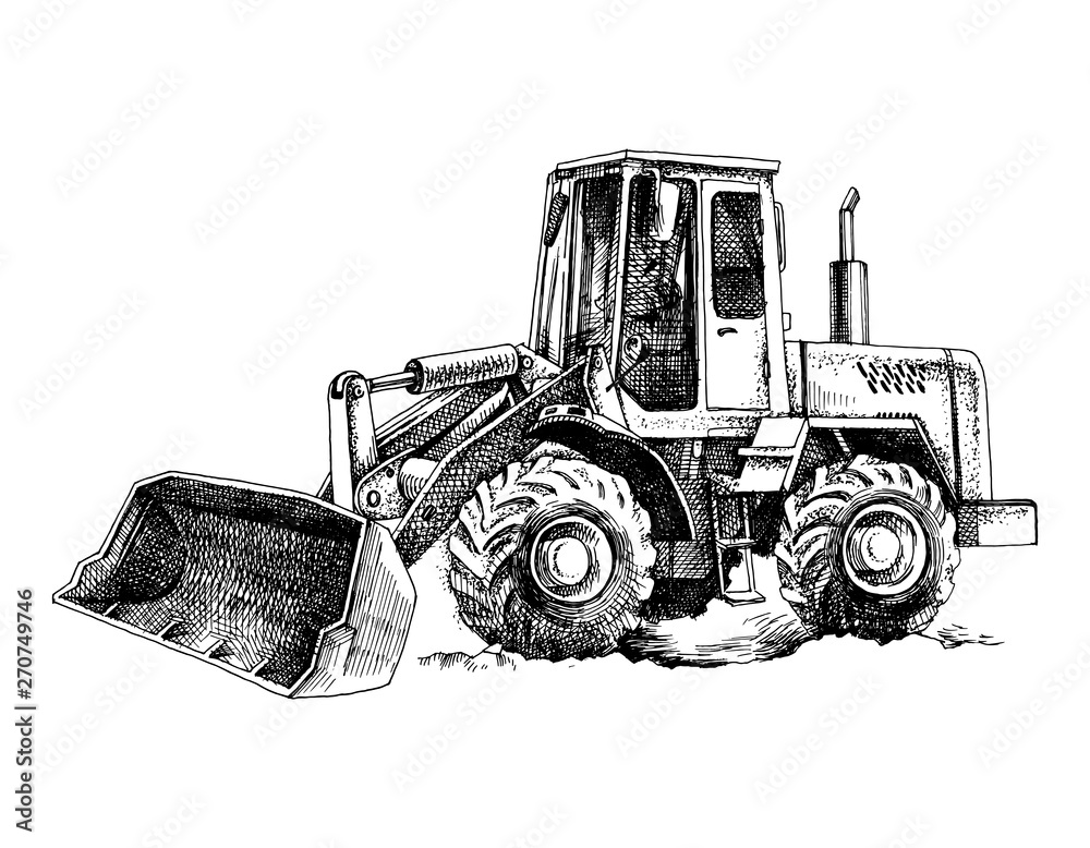 Naklejka premium Hand drawn bulldozer