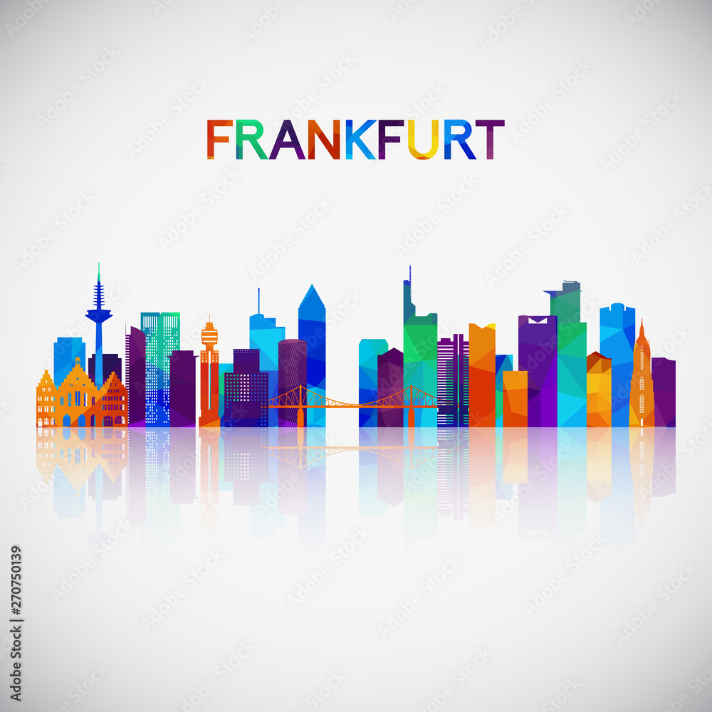 Frankfurt skyline silhouette in colorful geometric style. Symbol for your design. Vector illustration.