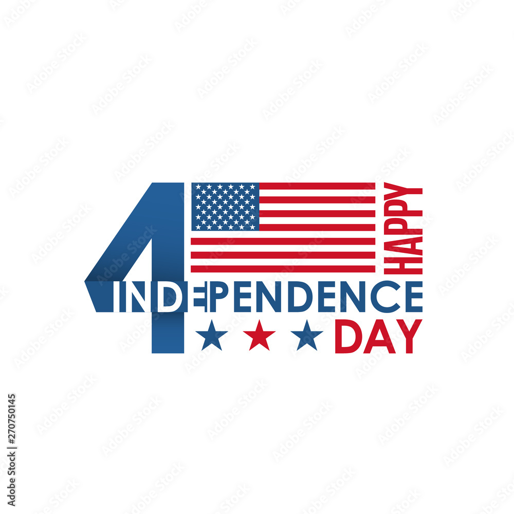 Happy 4th of July, holiday lettering banner. Independence Day of USA. Vector inscription for greeting card.