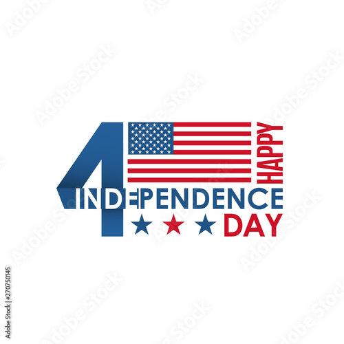 Happy 4th of July, holiday lettering banner. Independence Day of USA. Vector inscription for greeting card.