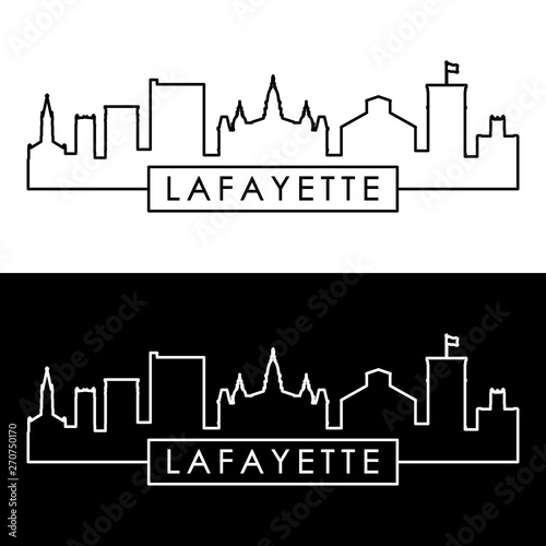 Lafayette city skyline. Linear style. Editable vector file.