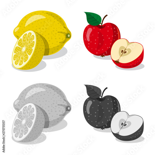 Isolated object of vegetable and fruit symbol. Set of vegetable and vegetarian stock symbol for web. © Svitlana