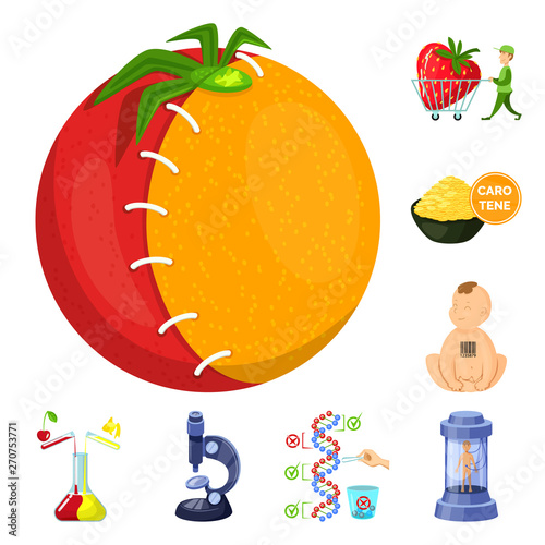 Isolated object of modified and genetically logo. Collection of modified and science stock symbol for web.