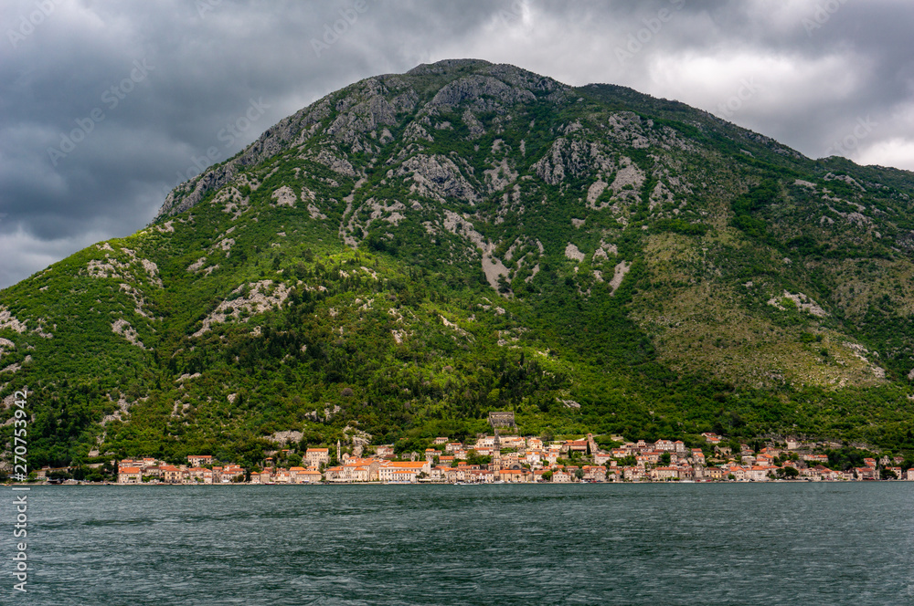Kotor bay seascape on a background of mountains, Montenegro