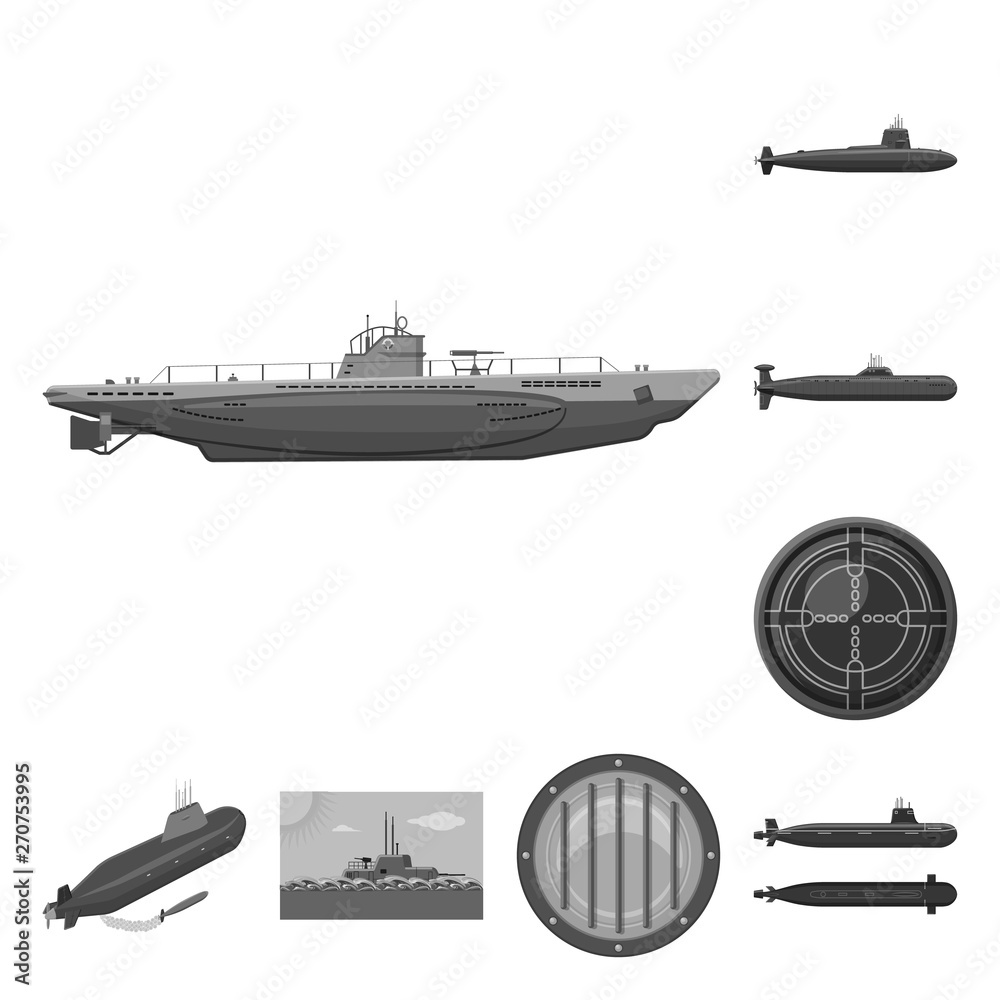 Vector design of army and deep   sign. Collection of army and nuclear stock vector illustration.