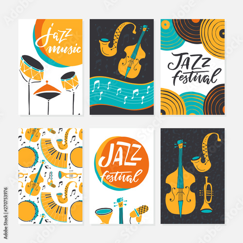 Jazz festival posters, flyers, banners, greeting cards template