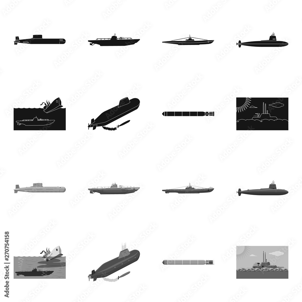 Vector illustration of war  and ship logo. Collection of war  and fleet stock vector illustration.