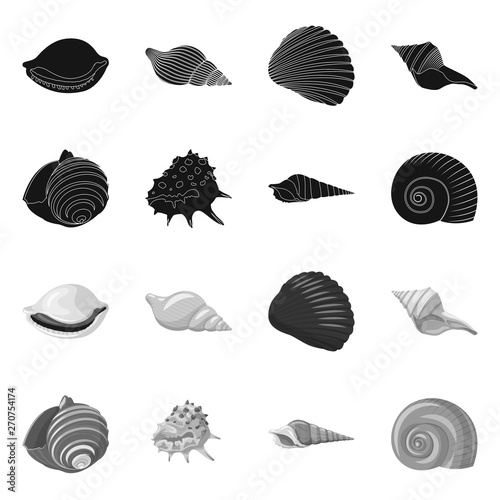 Isolated object of animal and decoration symbol. Collection of animal and ocean stock vector illustration.