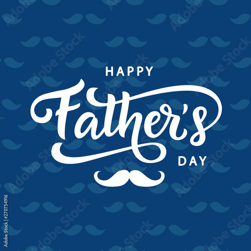 Happy Fathers Day poster, badge with hand written lettering