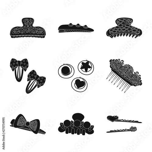 Isolated object of hairstyle and female symbol. Collection of hairstyle and hair stock symbol for web.