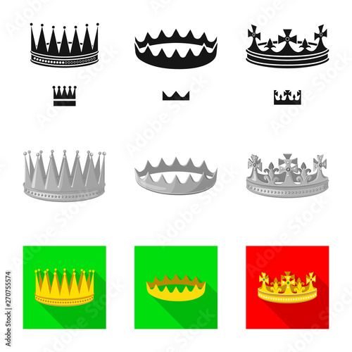 Isolated object of medieval and nobility icon. Collection of medieval and monarchy stock vector illustration.
