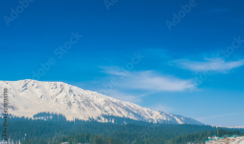 Beautiful  snow covered mountains landscape Kashmir state  India .