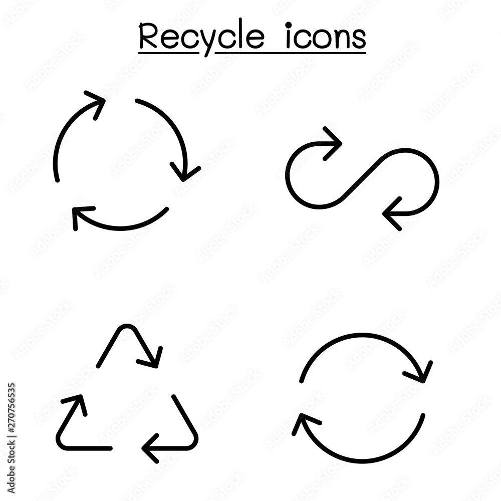 Obraz premium Recycle icon set in thin line style