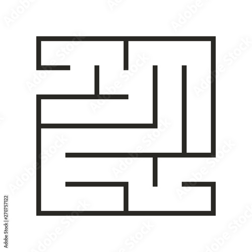 Education logic game labyrinth for kids. Find right way. Isolated simple square maze black line on white background. Vector illustration.