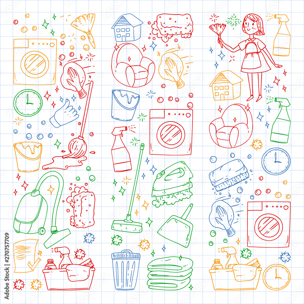 Cleaning services company vector pattern, squared notebook Cleaning services company vector pattern, squared notebook