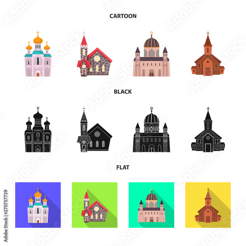 Isolated object of cult and temple sign. Set of cult and parish stock vector illustration.