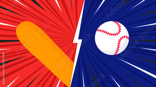 Versus screen on the baseball game flat style design vector illustration. Fight screen for battle or gaming. Red versus blue. Fight!