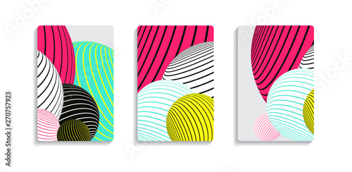 cards sequence with striped balls pattern in pop shades