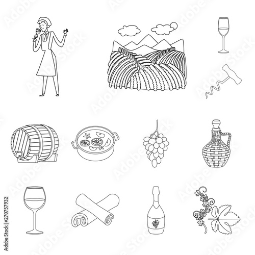 Isolated object of drink and manufacturing symbol. Set of drink and restaurant vector icon for stock.