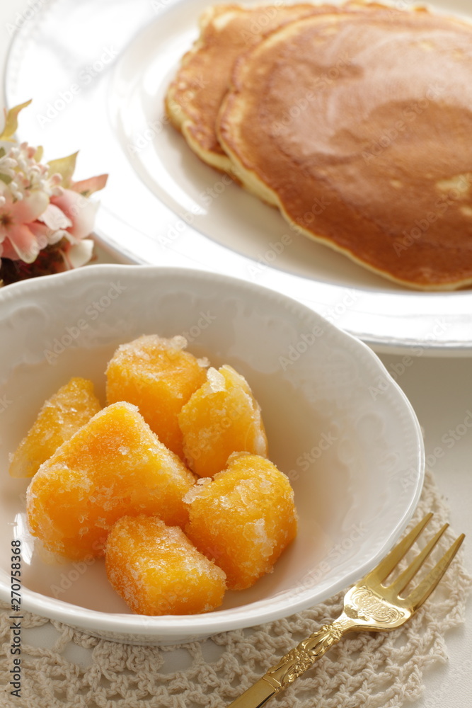 Frozen mango on bowl fro healthy breakfast image Frozen mango on bowl fro healthy breakfast image