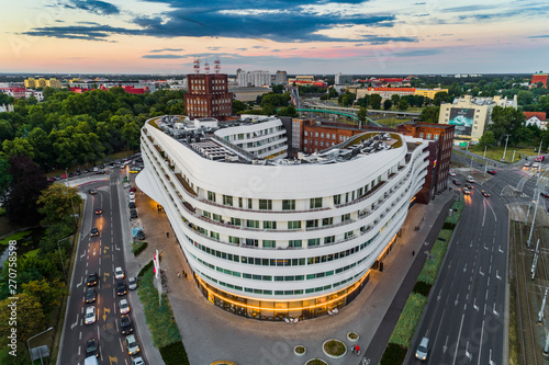 Ovo building in Wrocław aerial view photo