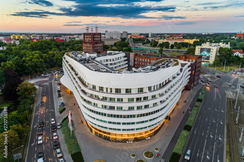 Ovo building in Wrocław aerial view