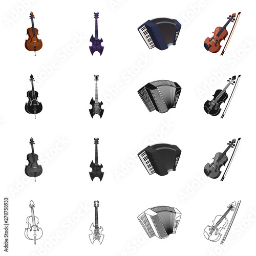 Vector illustration of music and tune logo. Set of music and tool stock symbol for web.