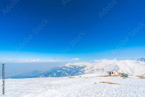 Beautiful snow covered mountains landscape Kashmir state, India .