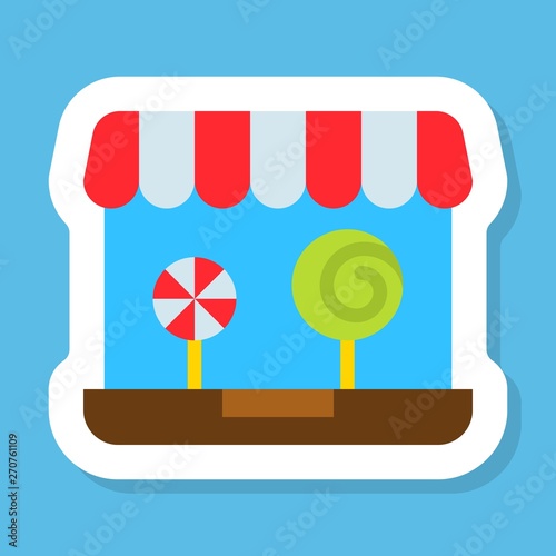 Online shop sticker vector, Isolated flat stye icon