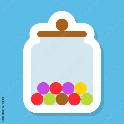 Candy jar sticker vector, Isolated flat stye icon