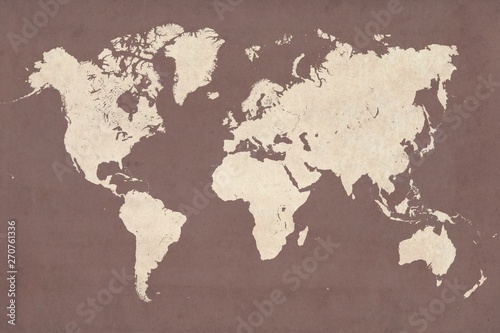 High detailed vintage style map illustration of the world  planisphere 
