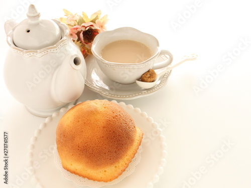 Homemade milk bun on dish for breakfast image