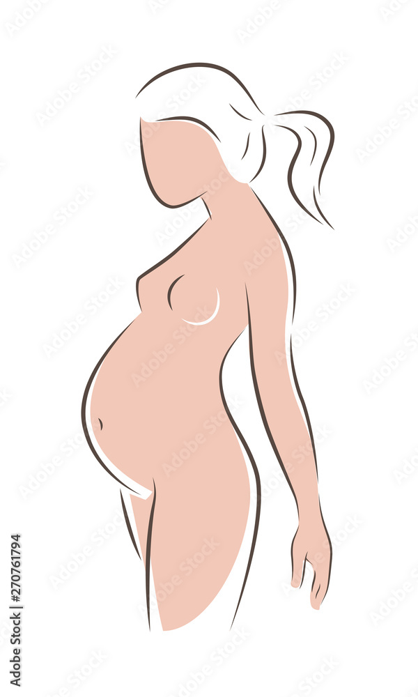 Silhouette of pregnant woman white background Silhouette of pregnant woman white background
