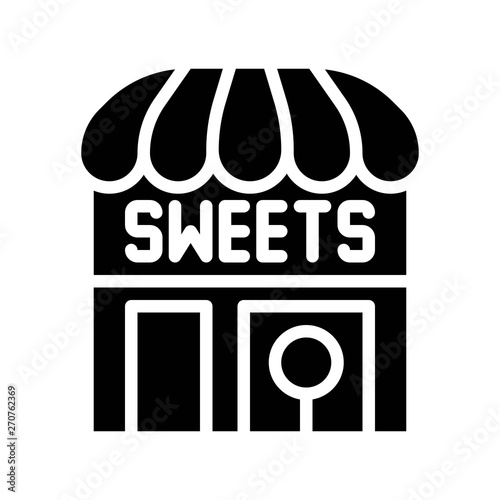Sweet shop vector illustration, Isolated solid stye icon