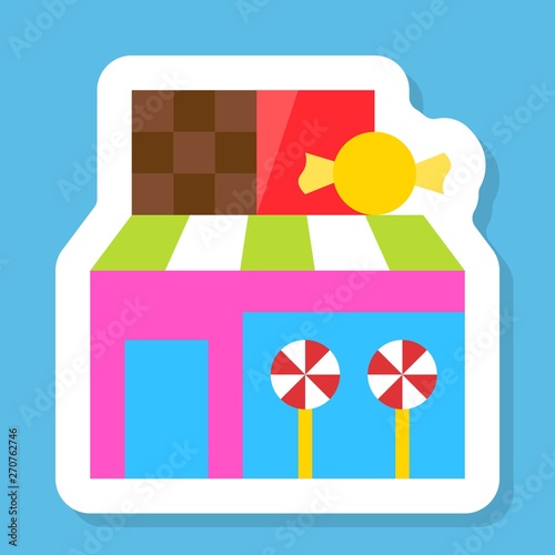 Sweet shop sticker vector, Isolated flat stye icon