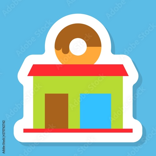 Donut shop sticker vector, Isolated flat stye icon