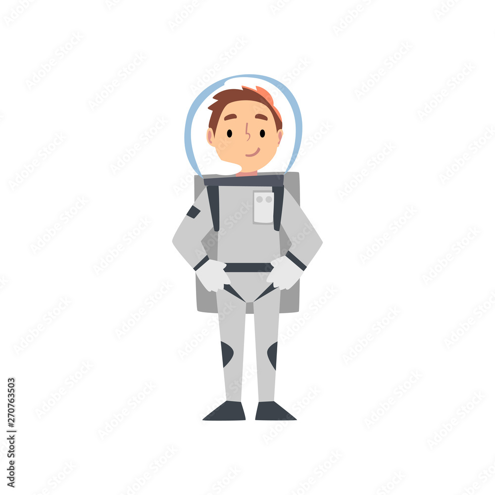 Boy Astronaut Character in Space Suit, Kid Dreaming of Future Profession Vector Illustration Boy Astronaut Character in Space Suit, Kid Dreaming of Future Profession Vector Illustration