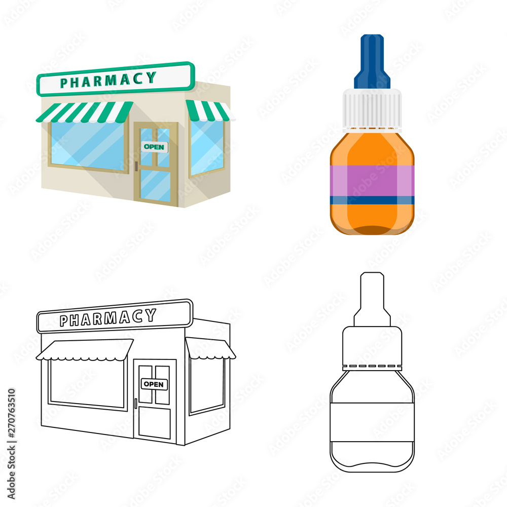 Fototapeta premium Vector design of retail and healthcare logo. Collection of retail and wellness vector icon for stock.