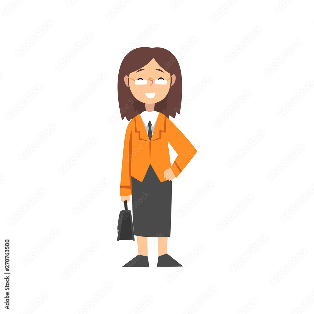 Girl Businesswoman Character, Kid Dreaming of Future Profession Vector Illustration Girl Businesswoman Character, Kid Dreaming of Future Profession Vector Illustration